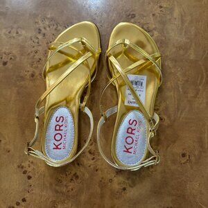 NEW with Tags $215 Michael Kors Gold Metallic Sandals sz 8